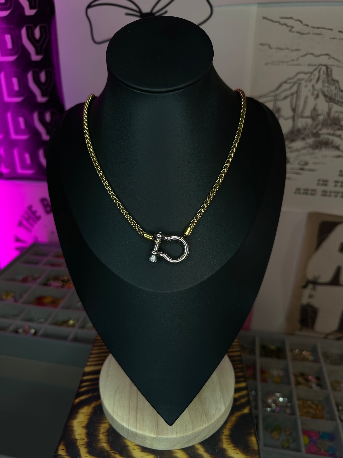 Snake Chain with Shackle Necklace with NO CHARMS