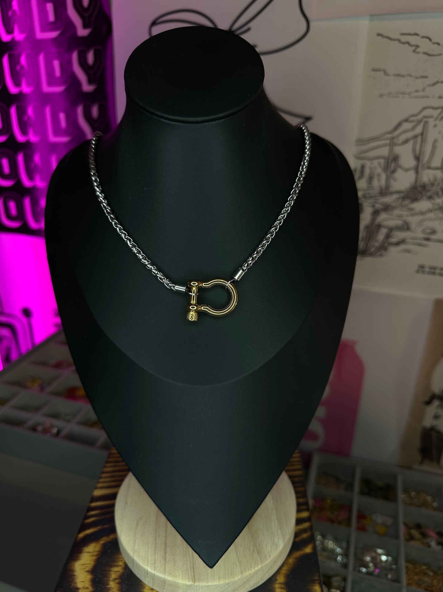 Snake Chain with Shackle Necklace with NO CHARMS
